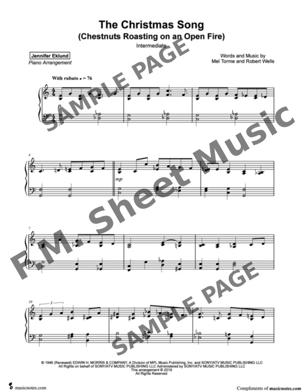 Chestnuts Roasting On An Open Fire Piano Sheet Music Pdf